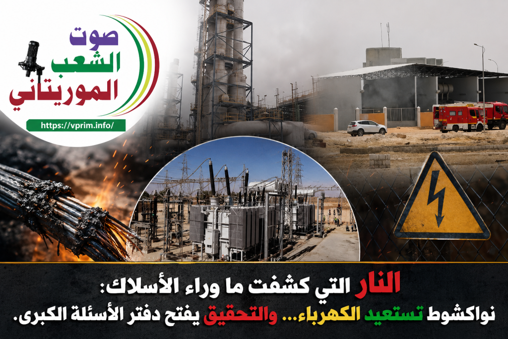 صوت الشعب الموريتاني/ النار التي كشفت ما وراء الأسلاك: نواكشوط تستعيد الكهرباء… والتحقيق يفتح دفتر الأسئلة الكبرى.